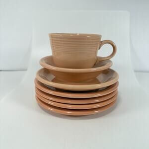 Fiestaware (HLC) Cup & Saucer Dessert Bread Plates Apricot? 7 Piece Mix Lot
